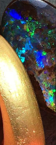 Anfertigung Opal Ring Boulder mit Goldfassung