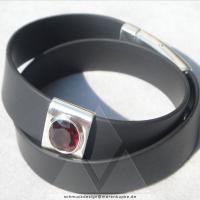 Granat Silber Kautschuk - Armband